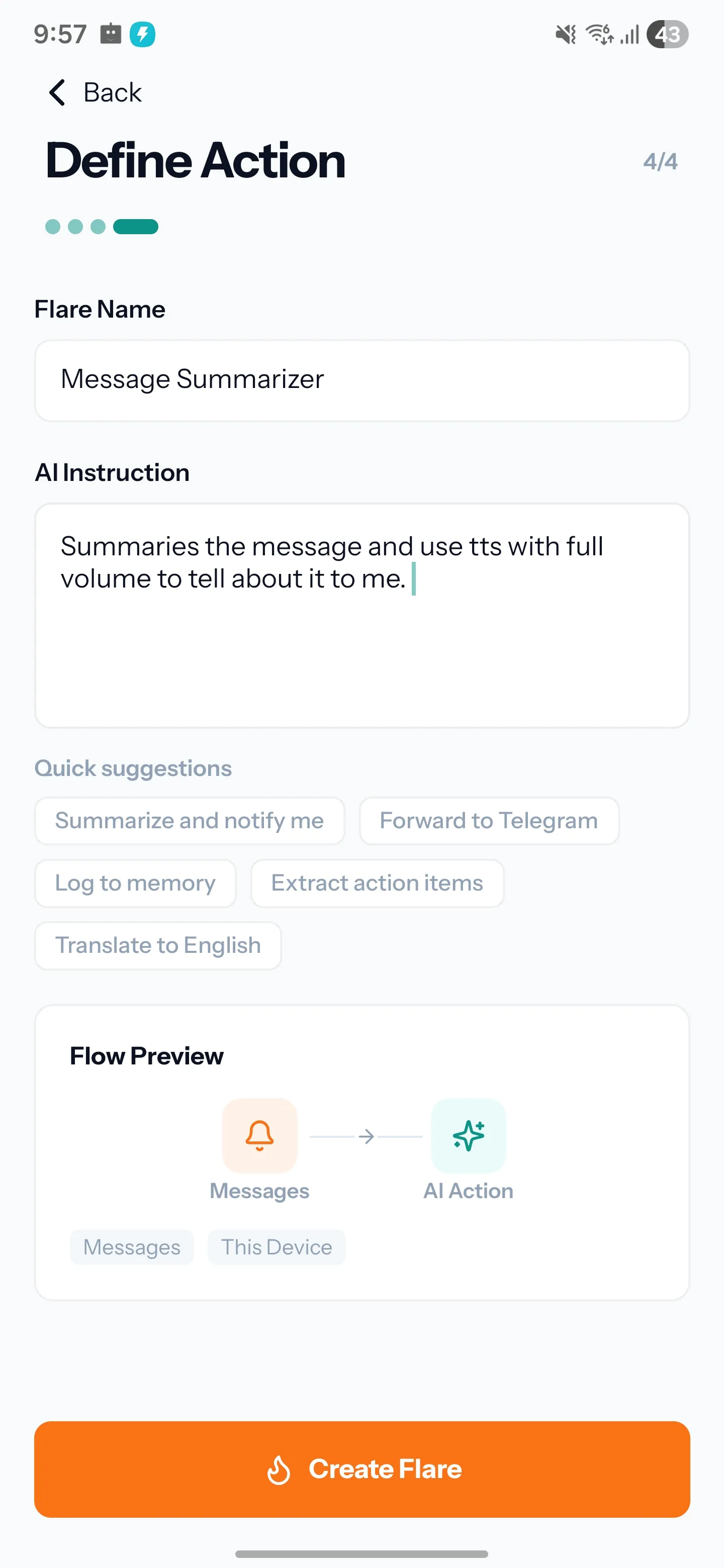 Flare Setup — light mode